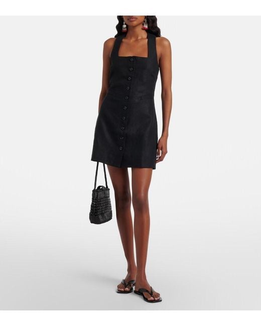 Faithfull The Brand Black Jaques Linen Minidress