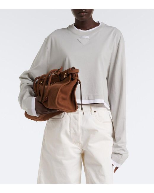 Prada White Cotton Pique And Jersey Top