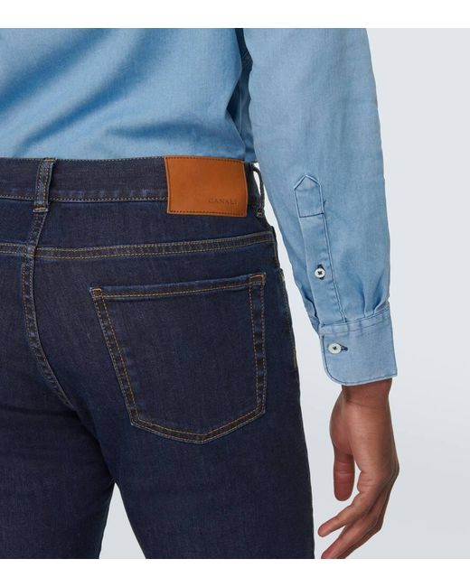 Jeans rectos de 5 bolsillos Canali de hombre de color Blue
