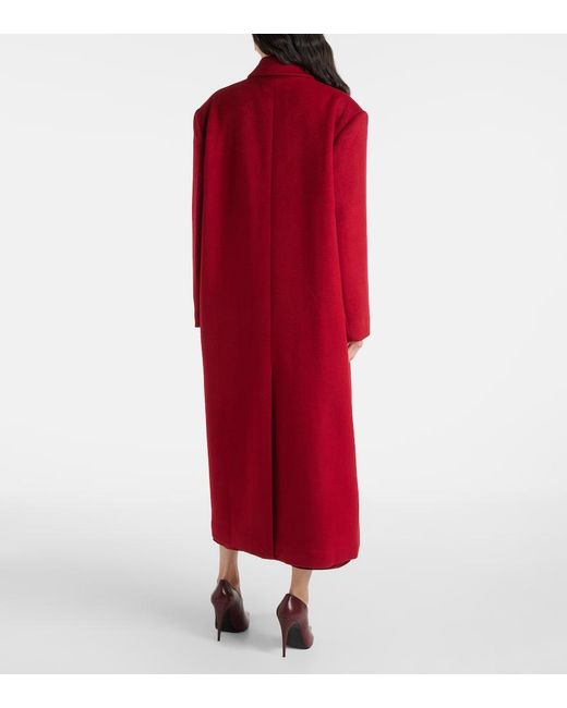 Staud Red Serge Wool-Blend Overcoat