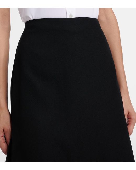 Erdem Black Draped Virgin Wool Midi Skirt