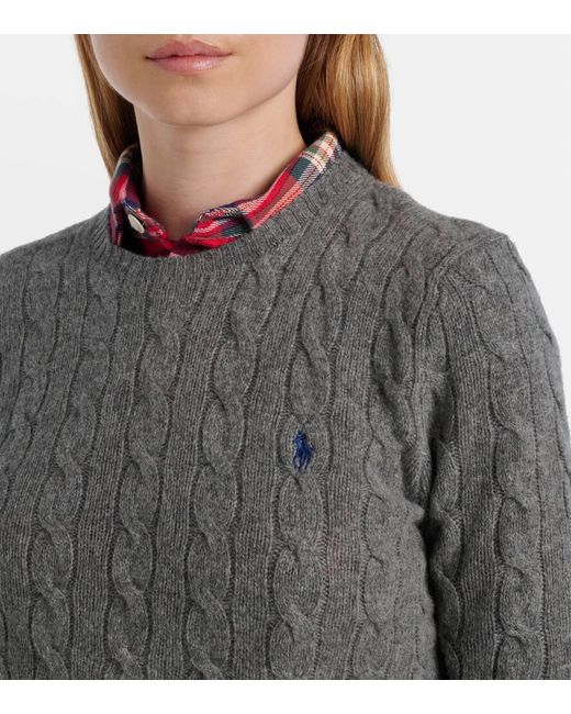 Polo Ralph Lauren Gray Cable-Knit Wool And Cashmere Sweater