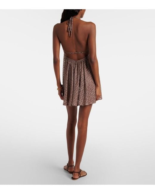 Missoni Brown Open-Knit Halterneck Lame Beach Cover-Up
