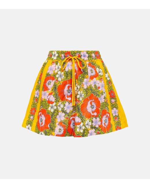 Shorts in lino con stampa di ALÉMAIS in Multicolor