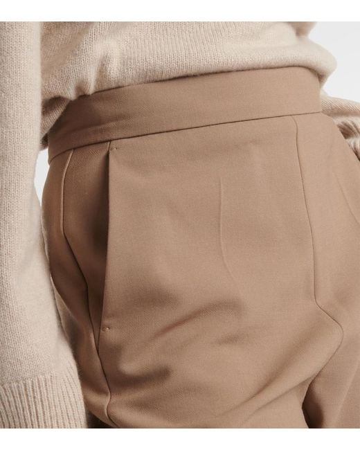Max Mara Natural Nepeta Wool-Blend Crepe Straight Pants