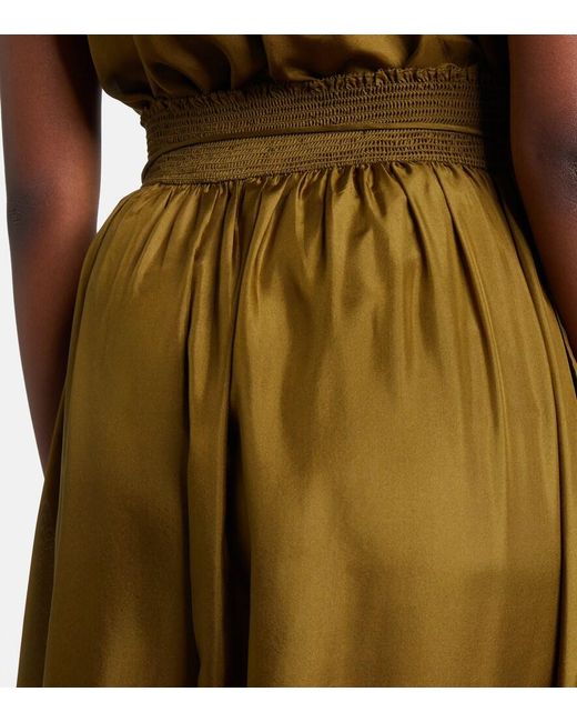 Zimmermann Green Mahon Cropped Silk Balloon Pants