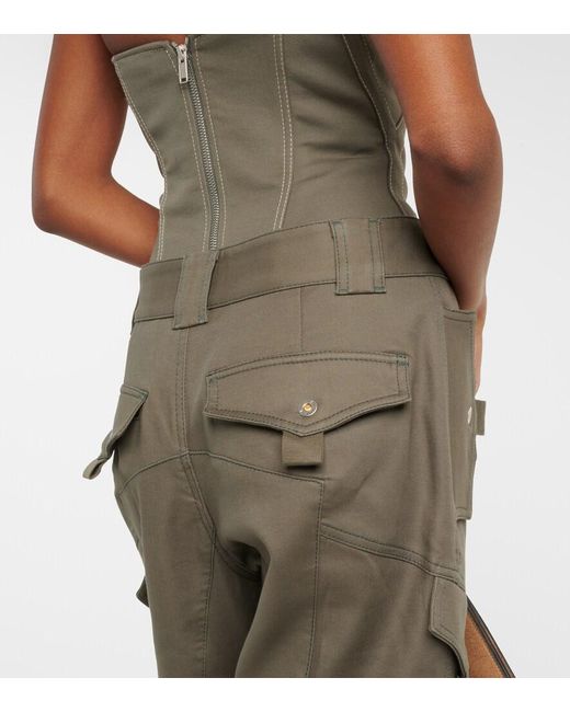 Dion Lee Green Mid-Rise Cotton Twill Cargo Pants