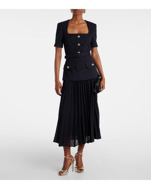 Rebecca Vallance Blue Jonie Belted Pleated Midi Dress