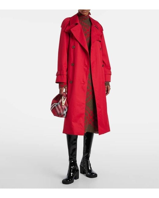 Gabardina Castleford De Algodon Burberry de color Red