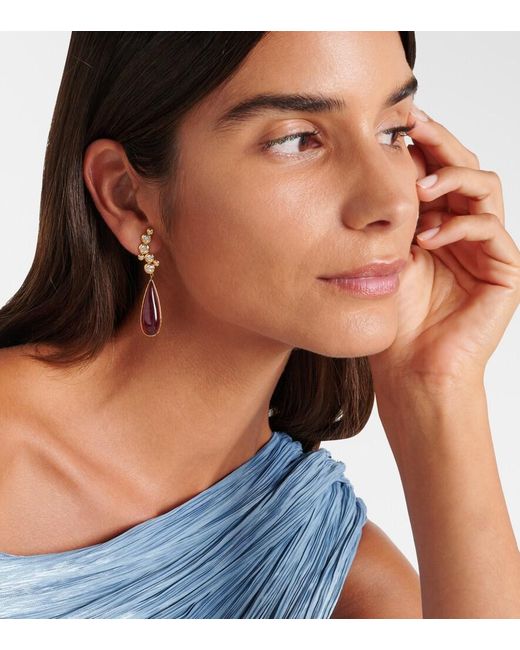 Octavia Elizabeth Pink Floating Nesting Gem 18Kt Drop Earrings With Diamonds And Rubellites