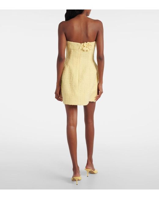 LEO LIN Yellow Rosario Tweed Bustier Dress
