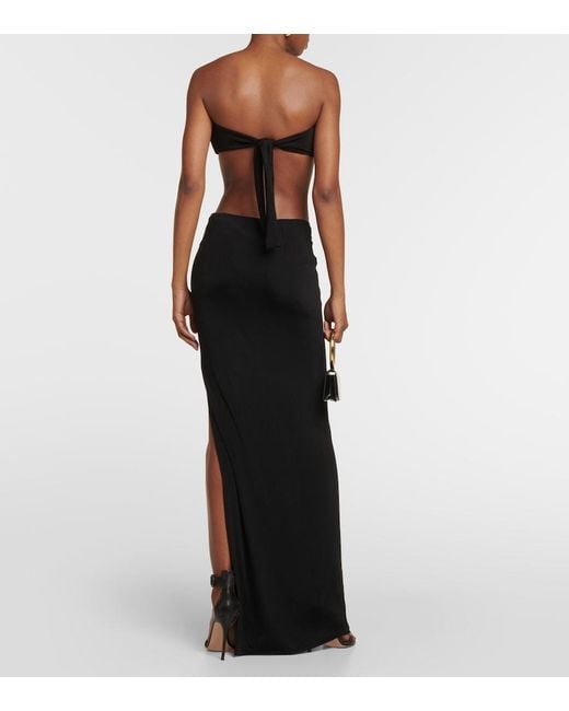 Louisa Ballou Black Long Carve Cutout Jersey Maxi Dress