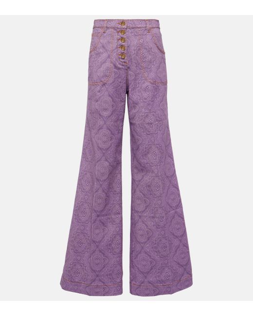 Etro Purple Printed Flared Jeans