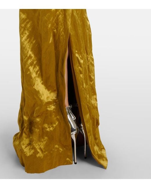 Erdem Metallic Embellished Off-Shoulder Satin Gown