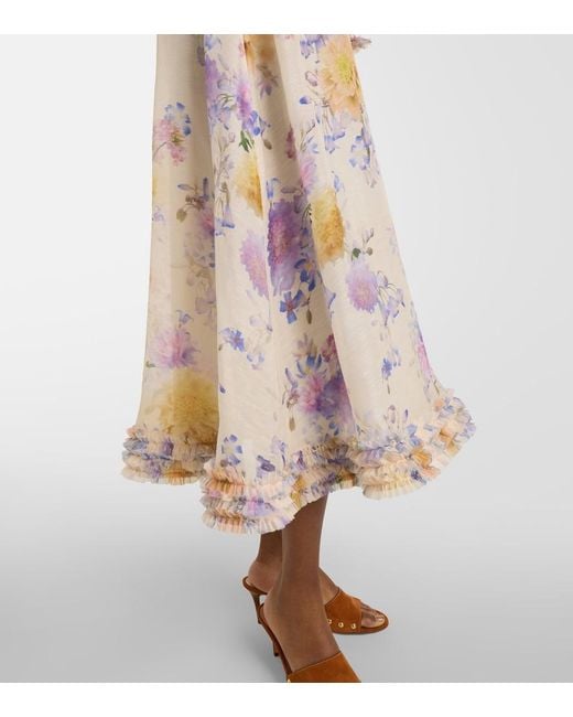 Zimmermann White Luna Ruffle Midi Dress