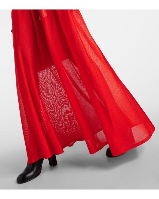 Vestido largo de jersey y malla Alaïa de color Red