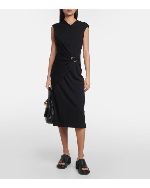 Jil Sander Black Virgin Wool Midi Dress