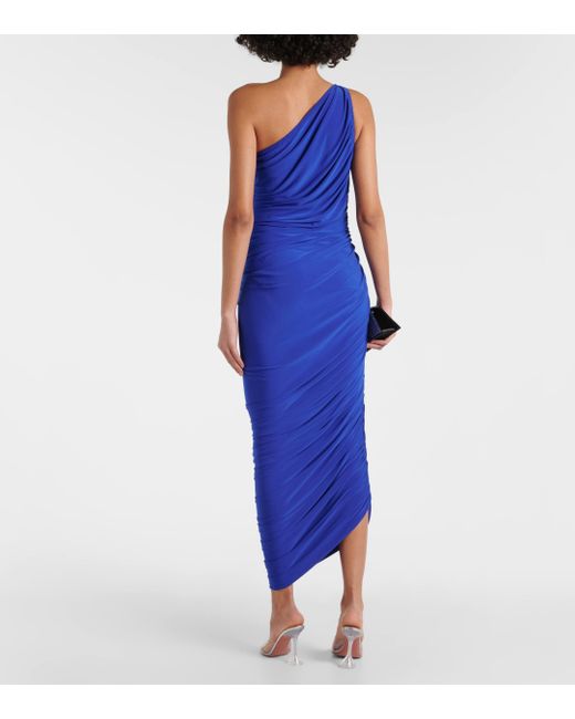 Norma Kamali Blue Diana One-shoulder Maxi Dress