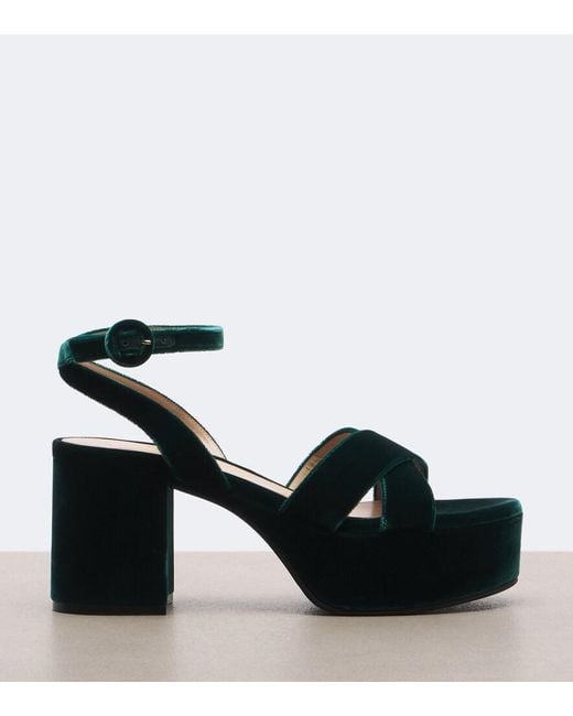 Gianvito Rossi Black Velvet Platform Sandals