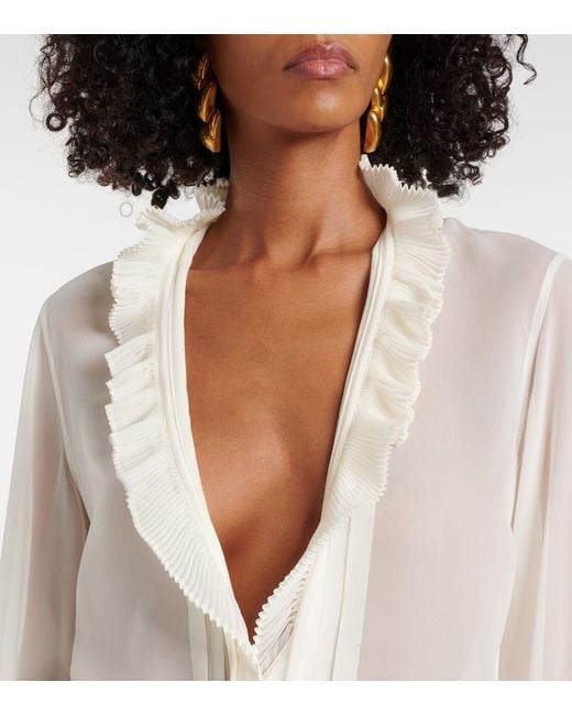Camicetta Con Volant Plissettata di Tom Ford in White