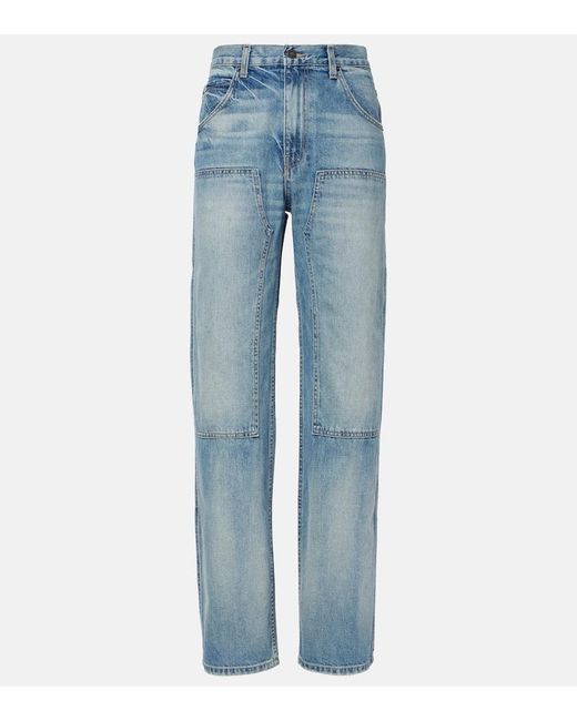 Nili Lotan Blue Welder Mid-Rise Straight Jeans