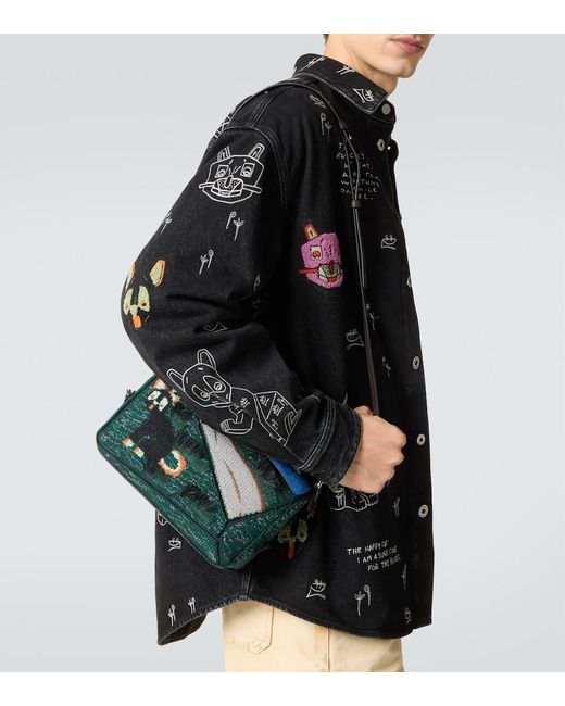 Loewe Black X Louis Wain Futurist Cat Puzzle Tote Bag for men