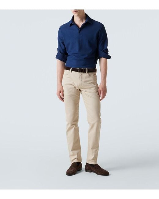 Loro Piana Blue Cotton Pique Polo Shirt for men