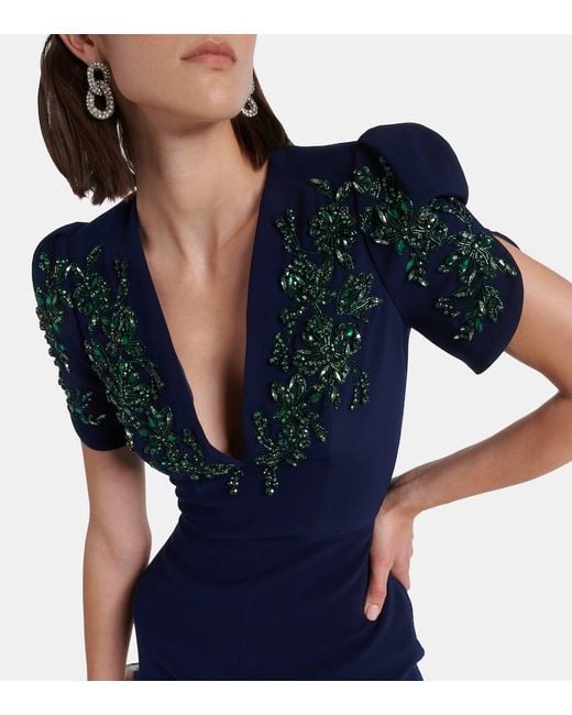 Abito Lungo Serenade Con Cristalli di Jenny Packham in Blue