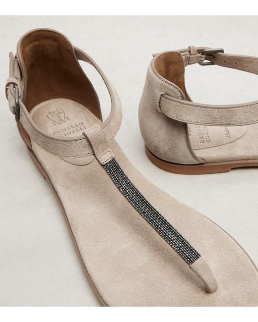 Brunello Cucinelli Brown Monili Suede Slides