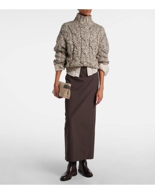 Brunello Cucinelli Brown Maxirock Aus Einem Wollgemisch