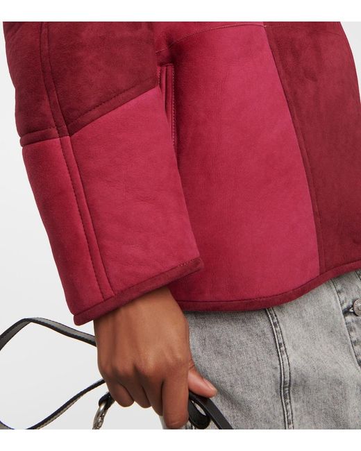 Isabel Marant Red Abeni Shearling-Lined Suede Jacket