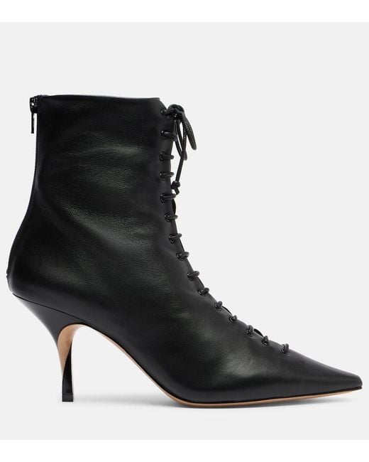 Jacquemus Black Leather Ankle Boots