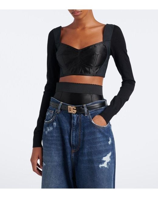 Dolce & Gabbana Black Satin Bra Top