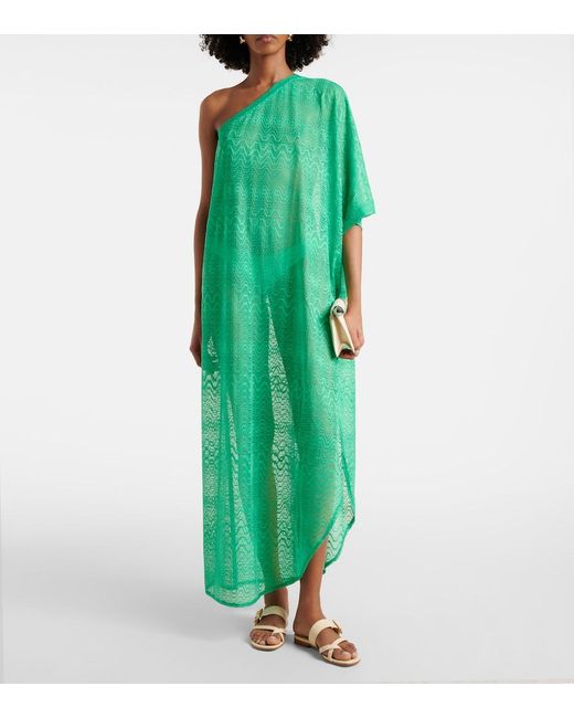 Melissa Odabash Green Savannah One-Shoulder Beach Cover-Up