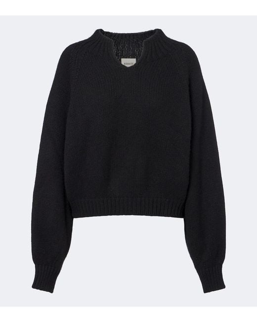 Khaite Black Cropped Cashmere Sweater