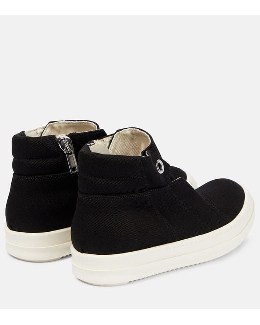 Rick Owens Black High-Top Sneakers Dunk Aus Denim