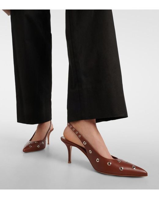 Gianvito Rossi Brown Lydia 70 Leather Slingback Sandals