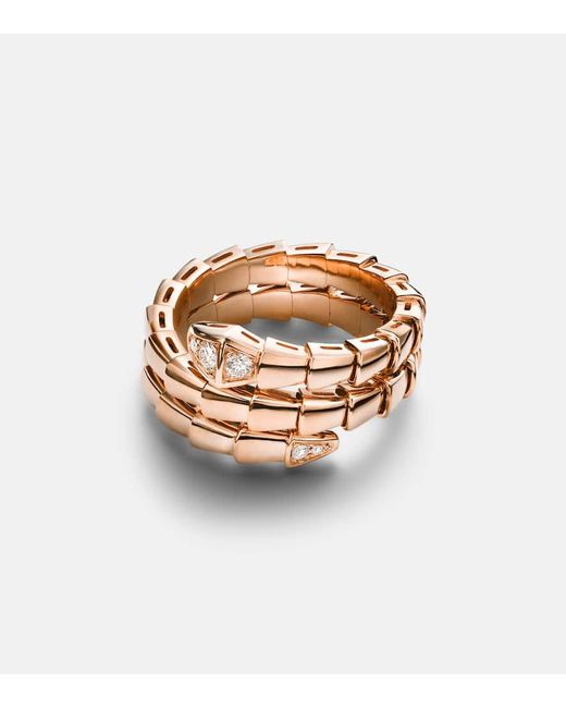Bague Serpenti Viper En Or 18 Ct Et Diamants BVLGARI en coloris White
