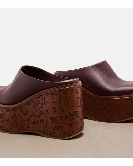 Chloé Brown Maxime Leather Wedges