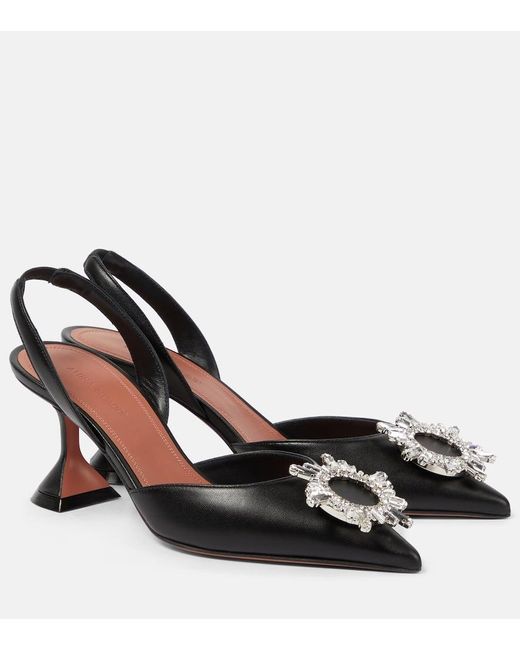 AMINA MUADDI Black Begum 70 Leather Slingback Pumps