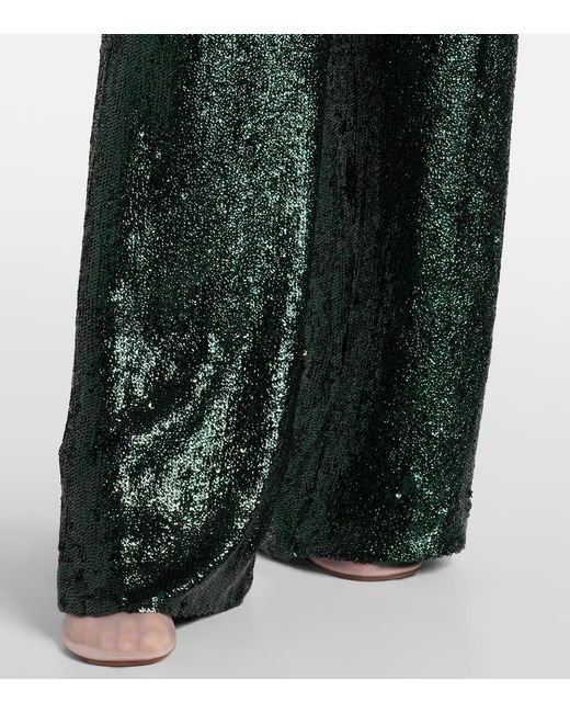 Pantaloni Regular Con Paillettes di Dries Van Noten in Green