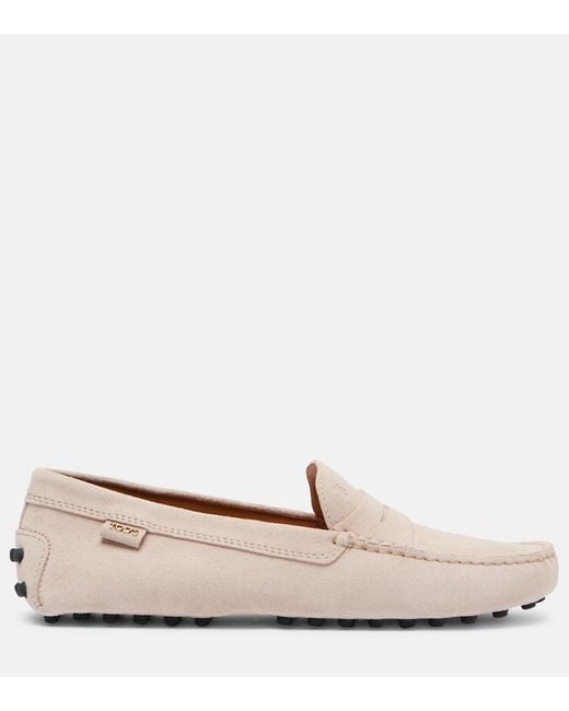 Tod's Natural Mokassins Gommino Aus Veloursleder