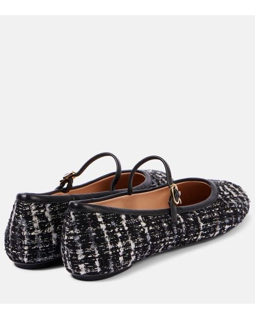 Gianvito Rossi Black Mary-Jane-Ballerinas Mary Ribbon 05 Aus Boucle
