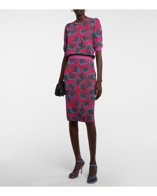 Diane von Furstenberg Purple Hazel Jacquard Knit Midi Skirt
