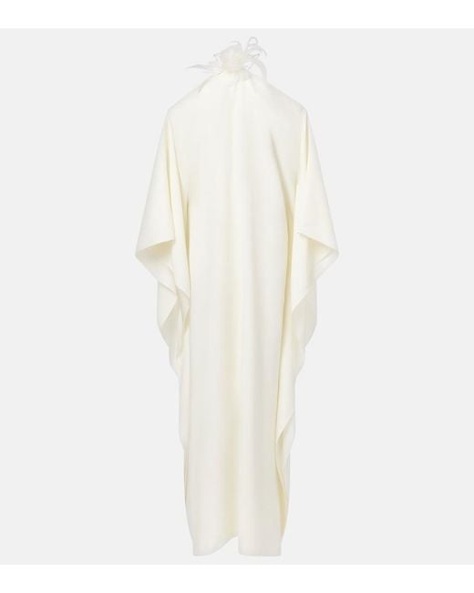 ‎Taller Marmo White Feather-Trimmed Off-Shoulder Gown