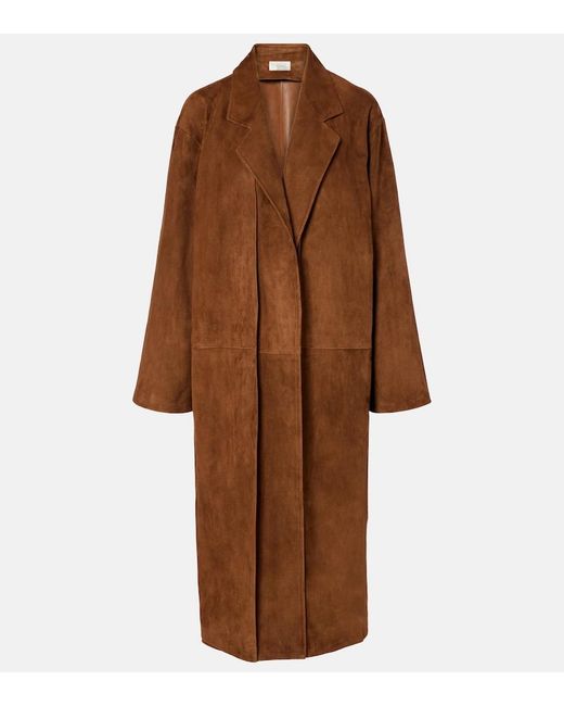 The Row Brown Serenis Suede Coat