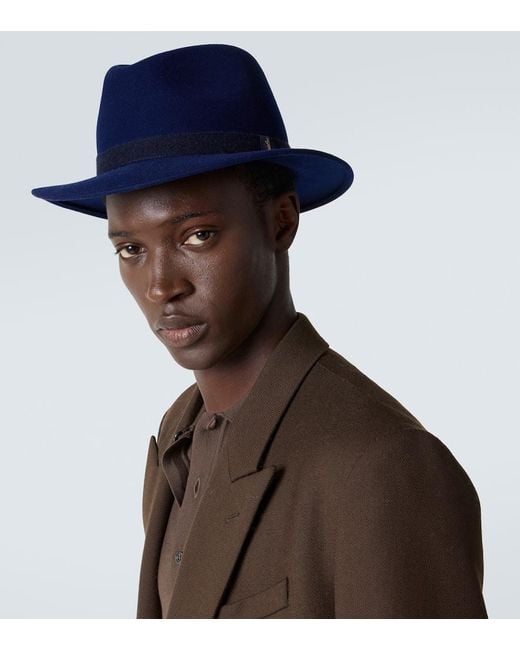 Borsalino Blue Jared Wool And Cashmere Felt Hat for men