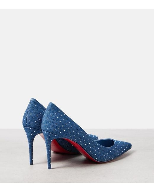 Christian Louboutin Blue Kate 85 Embellished Denim Pumps