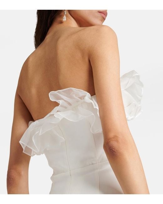 Alessandra Rich White Bustier-Robe Aus Cady Mit Organza