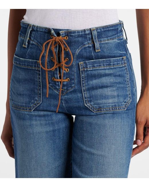 Nili Lotan Blue Mid-Rise Flared Jeans Florence